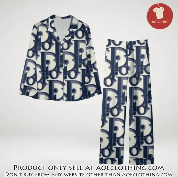 Trending luxury dior satin pajama set pjs1044 aoe2606369